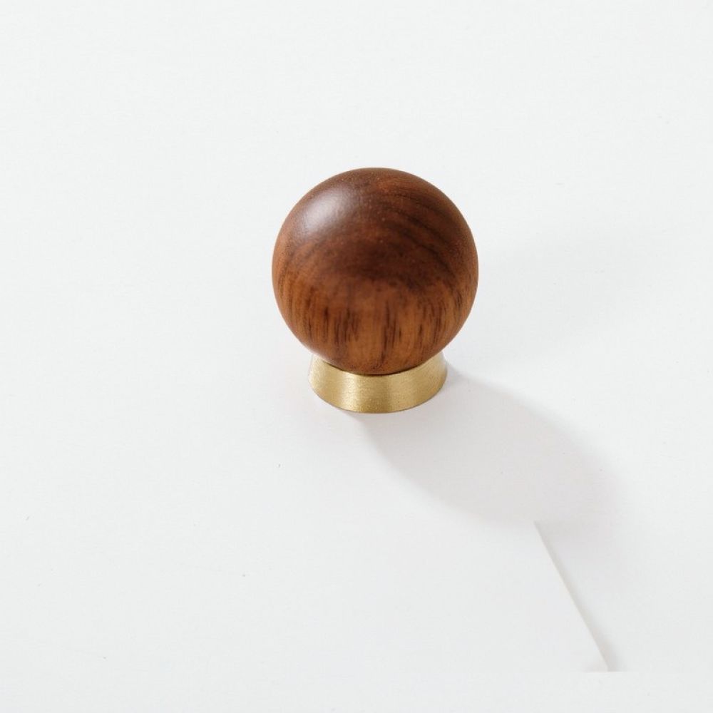 Vintage Furniture Hardware Replacement - Minimalist Walnut Wood Metal Cabinet Pulls