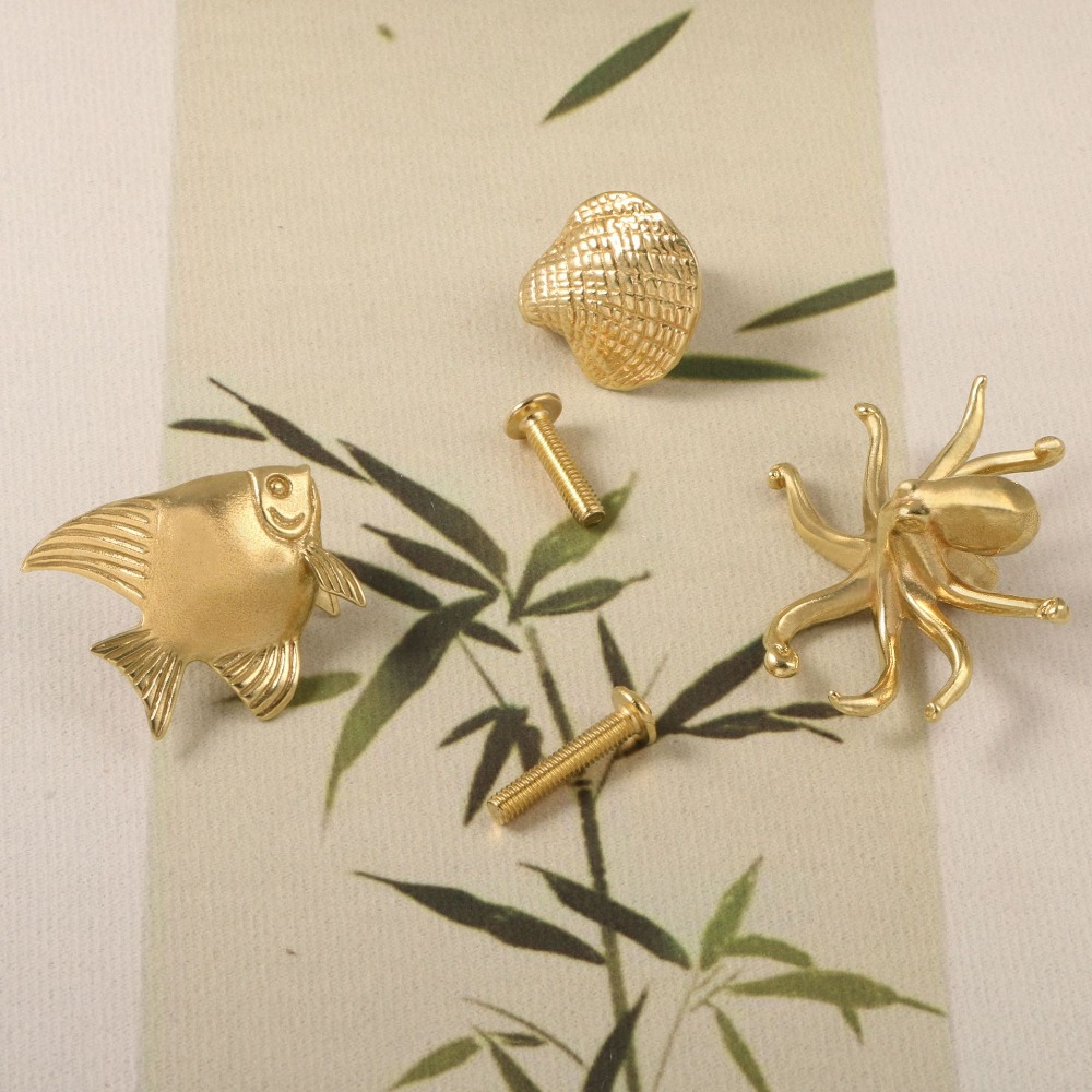 Octopus Gold Color Shell Fish  - Drawer Pull Gold ulasan dan harga