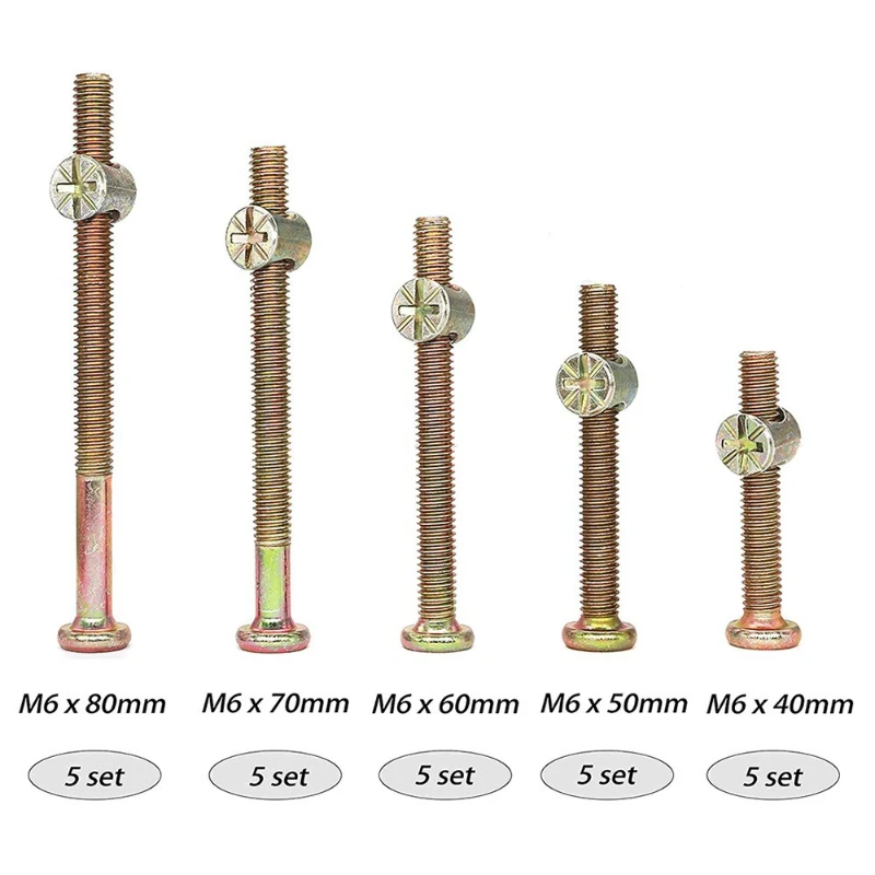 50pcs M6x40/50/60/70/80mm Crib - Furniture Hardware Barrel Nut ulasan dan harga